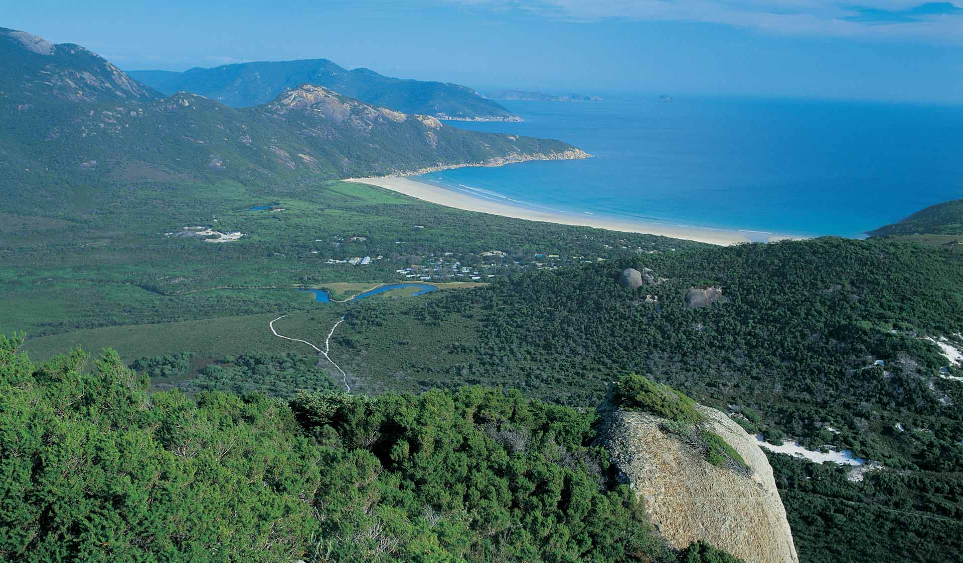 Mount Bishop offers a more intimate coastal perspective of the western bays and offshore islands. Mount Bishop offers a more intimate coastal perspective of the western bays and offshore islands.