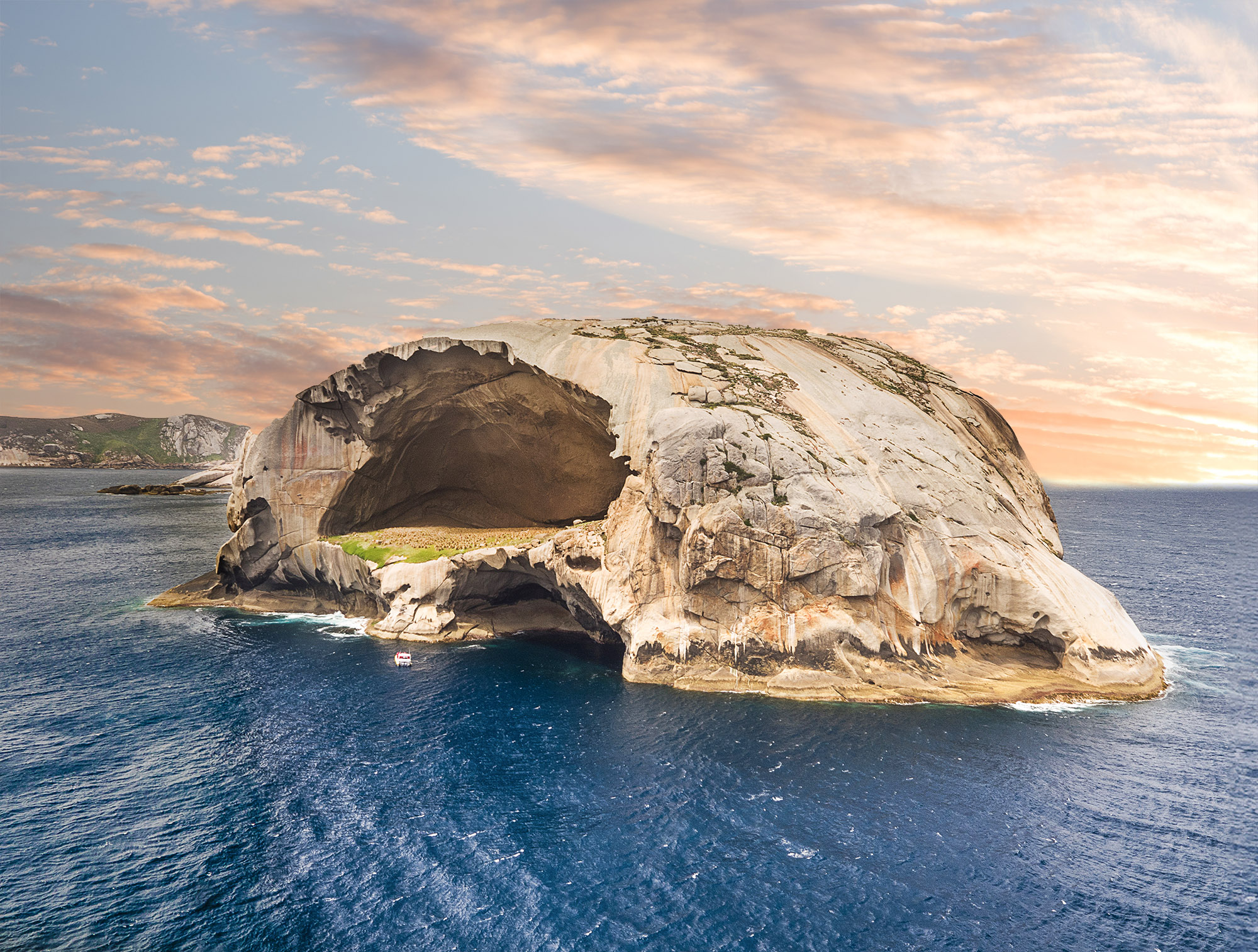 Only accessible by water, the mysterious Skull Rock is a geological marvel and a highlight of local wilderness cruises.